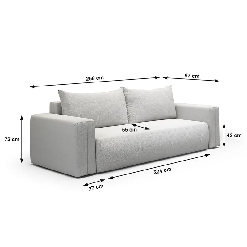 Canapé convertible 3 places coffre Bliss Gris clair