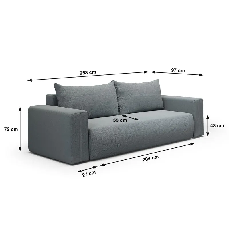 Canapé convertible 3 places coffre Bliss Gris