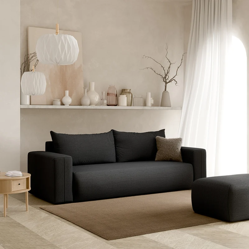 Canapé convertible 3 places coffre Bliss Gris foncé