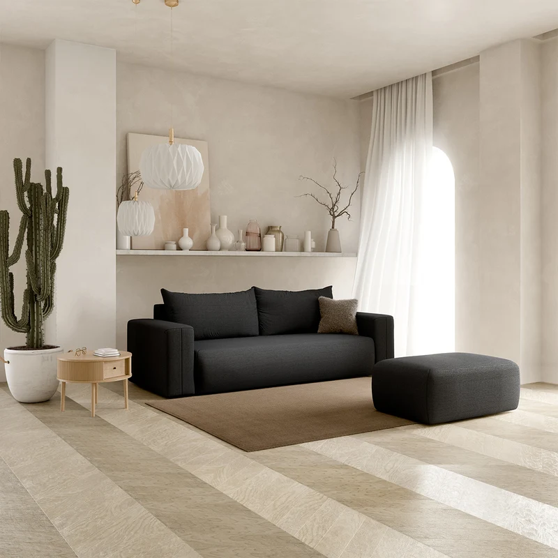 Canapé convertible 3 places coffre Bliss Gris foncé