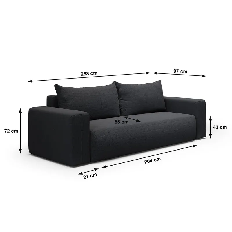 Canapé convertible 3 places coffre Bliss Gris foncé