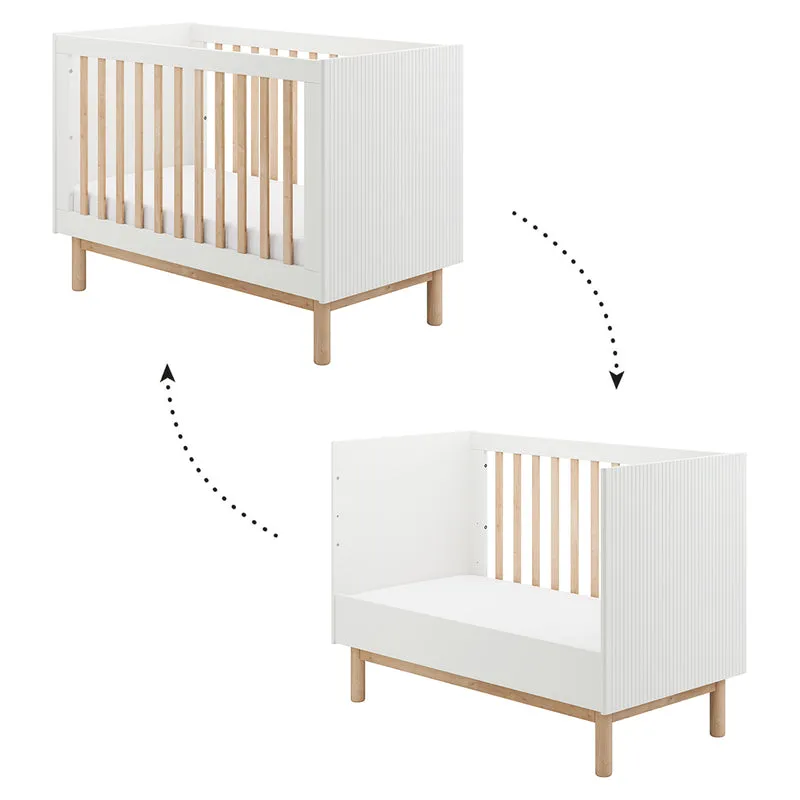 Lit évolutif 60x120 et commode 3 tiroirs Pinio Miloo Blanc