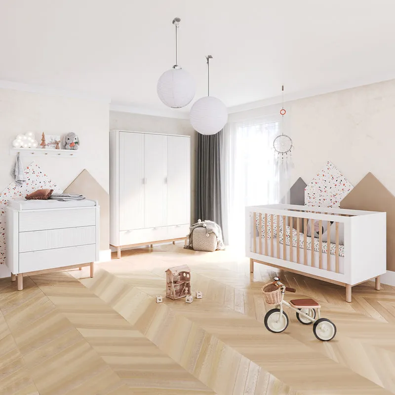 Lit évolutif 70x140 et commode 3 tiroirs Pinio Miloo Blanc