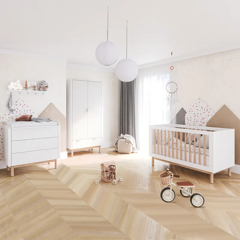 Commode 3 tiroirs et armoire 2 portes Pinio Miloo Blanc
