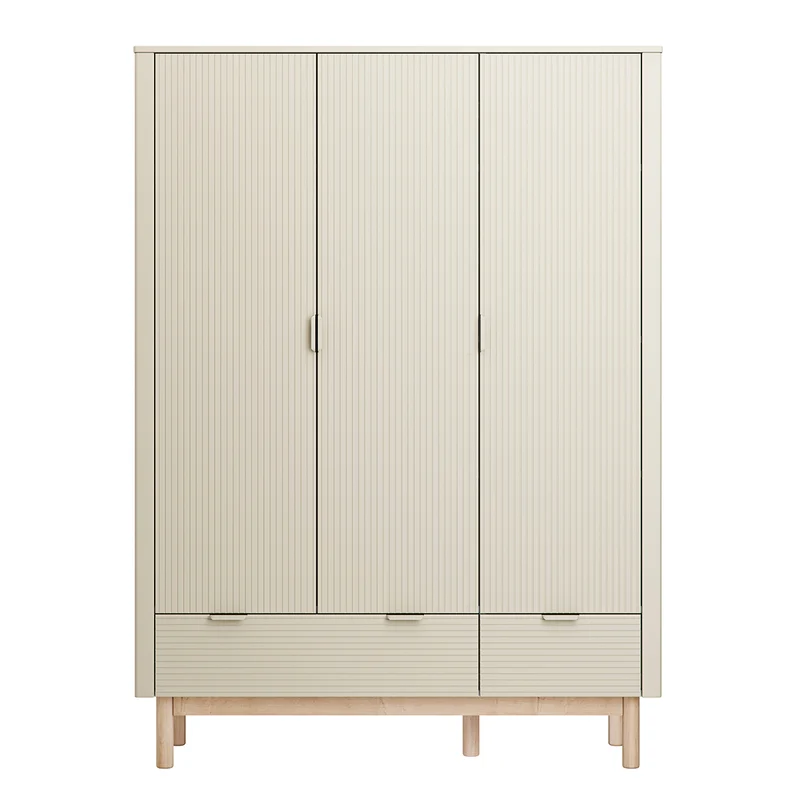 Armoire 3 portes 2 tiroirs Pinio Miloo Champagne