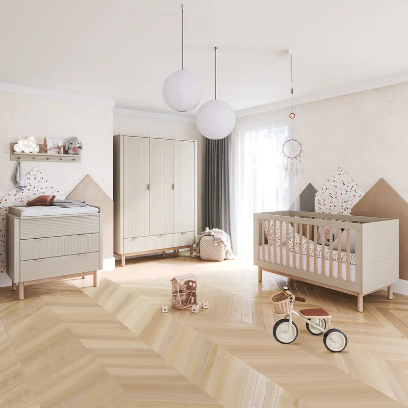 Armoire 3 portes 2 tiroirs Pinio Miloo Champagne