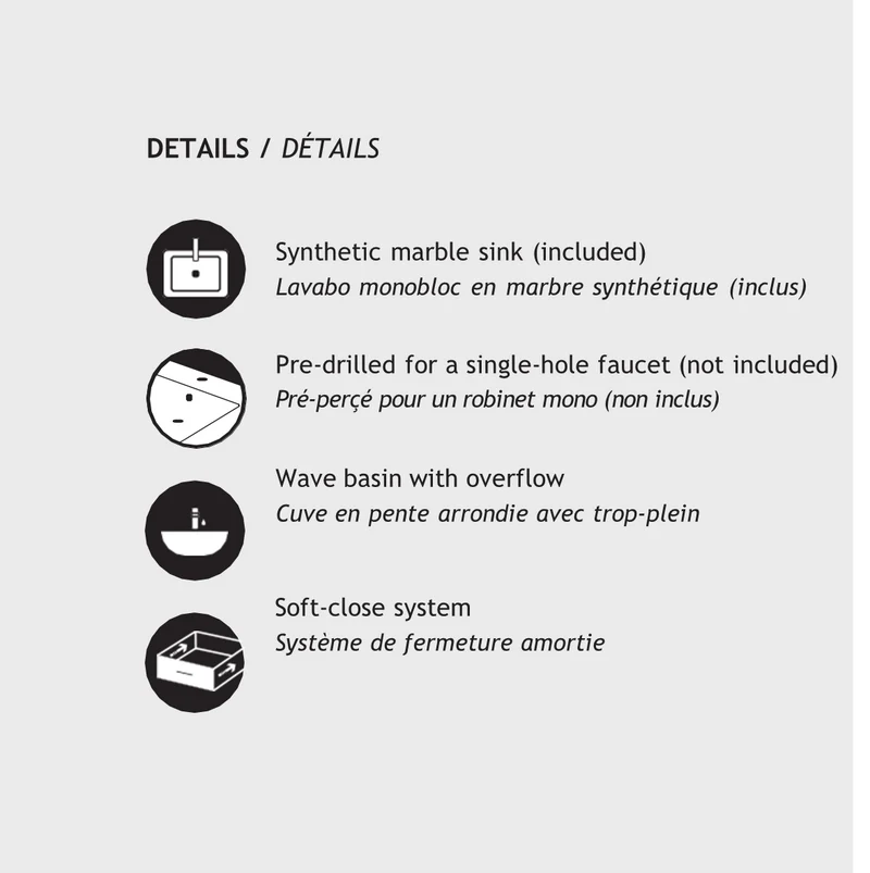 Vanité SMALLY 18 pouces (lavabo inclus)
