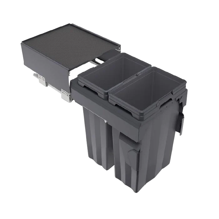 Poubelle coulissante MaxBin 18 po. 66L 2 bacs anthracite