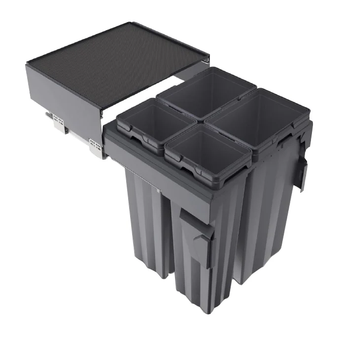 Poubelle coulissante MaxBin 24 po. 94L 4 bacs anthracite