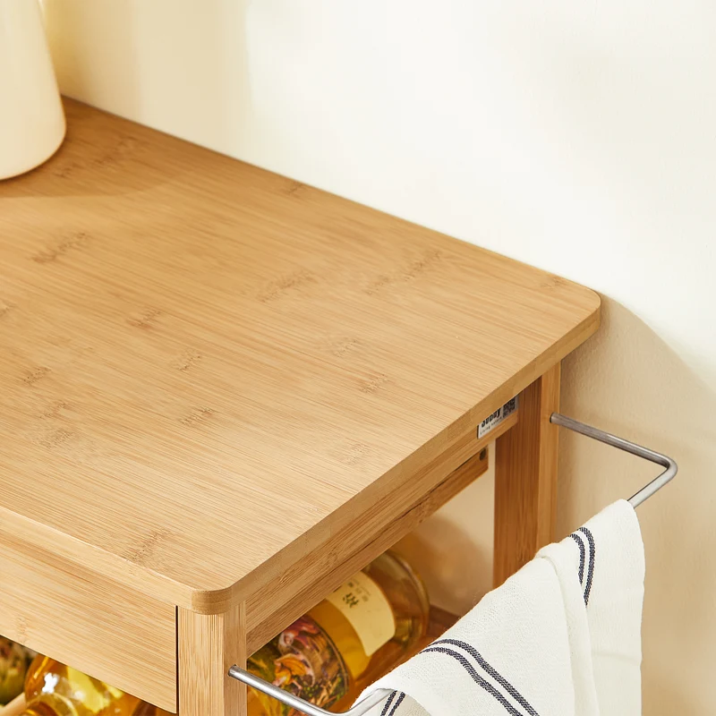 SoBuy FKW53-N Desserte cuisine Table roulante en Bambou Chariot de cuisine