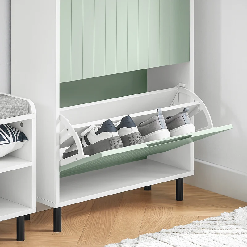SoBuy FSR157-GR Meuble à Chaussures Design Élégant 3 Abattants – Déco Entrée Moderne – Vert