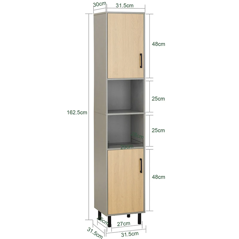 SoBuy BZR131-NG Meuble Colonne de Salle de Bain, Armoire Haute, Meuble Salle de Bain Colonne Rangement Placard