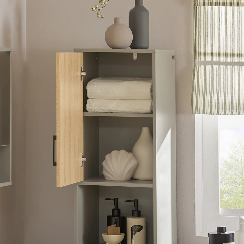 SoBuy BZR131-NG Meuble Colonne de Salle de Bain, Armoire Haute, Meuble Salle de Bain Colonne Rangement Placard
