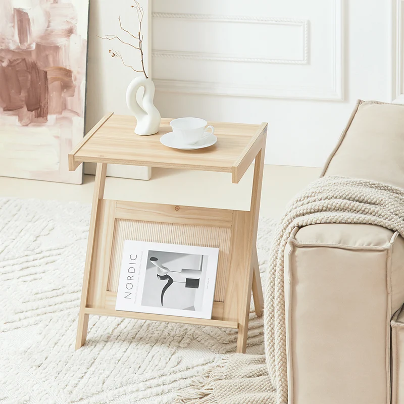 SoBuy FBT122-N Table d'appoint avec Porte-Revues Bout de Canapé Table de Chevet Petite Porte Journaux Table d'appoint