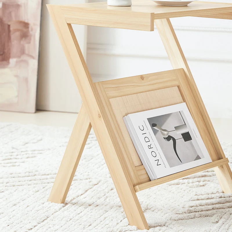 SoBuy FBT122-N Table d'appoint avec Porte-Revues Bout de Canapé Table de Chevet Petite Porte Journaux Table d'appoint