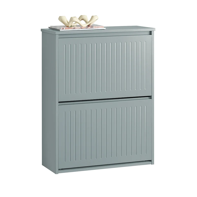 SoBuy FSR165-K-HG Meuble à Chaussures à Abattants 2 Niveaux – Rangement Discret pour Entrée – 61x26x81 cm Gris