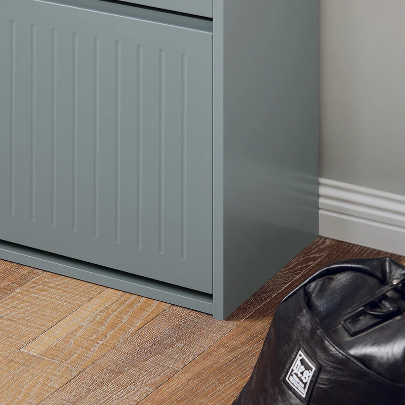 SoBuy FSR165-K-HG Meuble à Chaussures à Abattants 2 Niveaux – Rangement Discret pour Entrée – 61x26x81 cm Gris