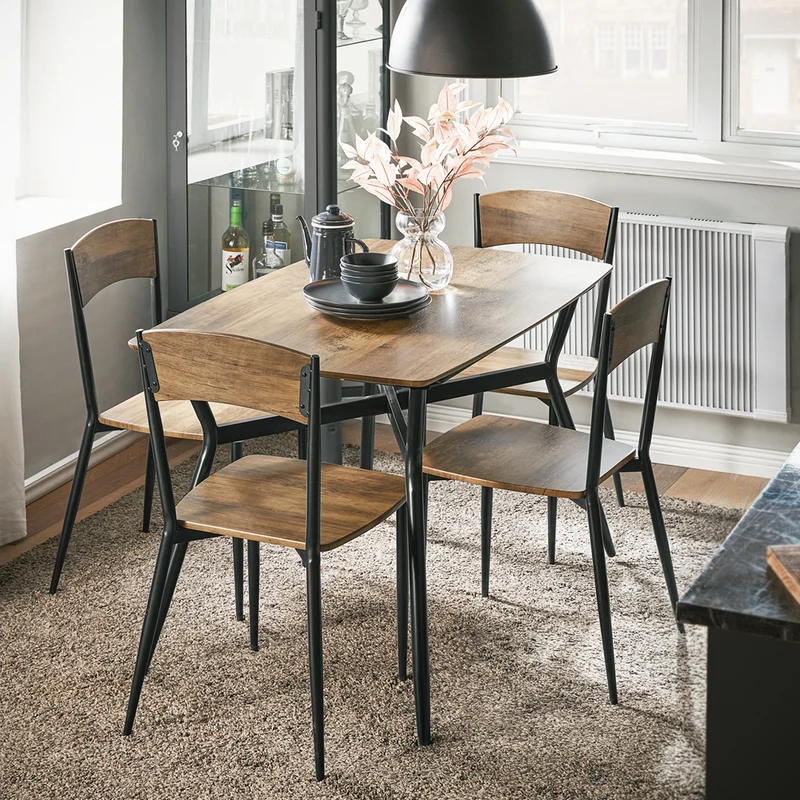 SoBuy OGT49-F Ensemble de Table à manger et 4 Chaises Table de Cuisine Set de 5 Pièces Cadre en Acier Table
