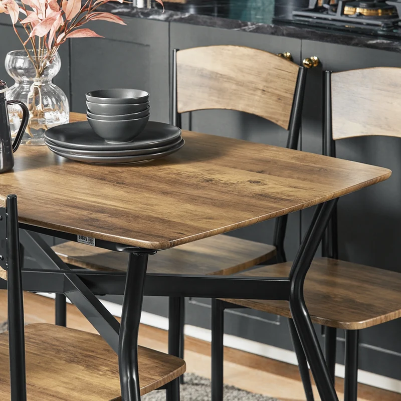 SoBuy OGT49-F Ensemble de Table à manger et 4 Chaises Table de Cuisine Set de 5 Pièces Cadre en Acier Table