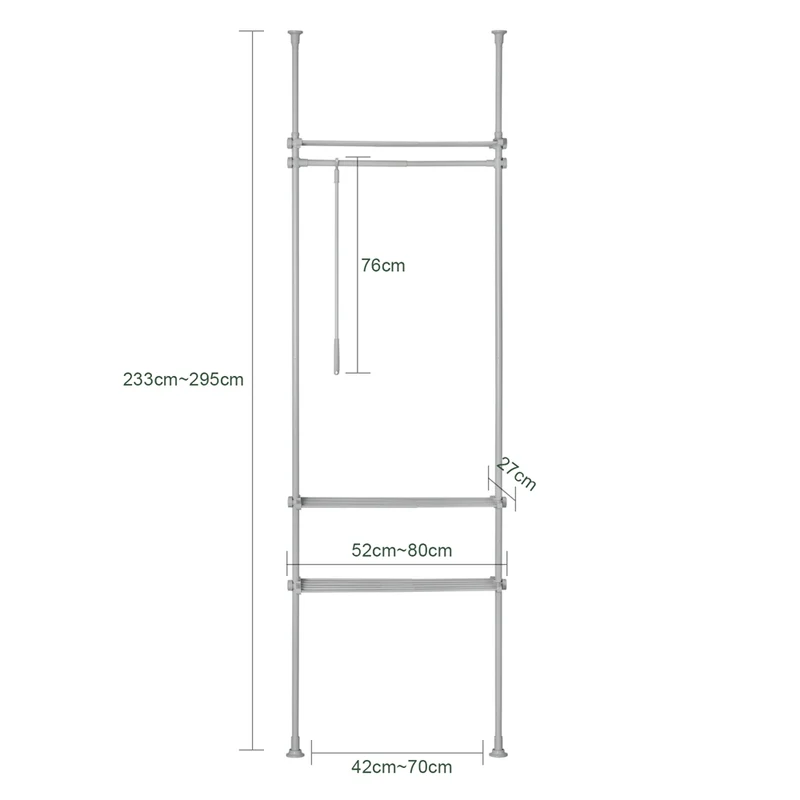 SoBuy KLS07-HG Télescopique Porte-vêtements Système de Penderie Blanc