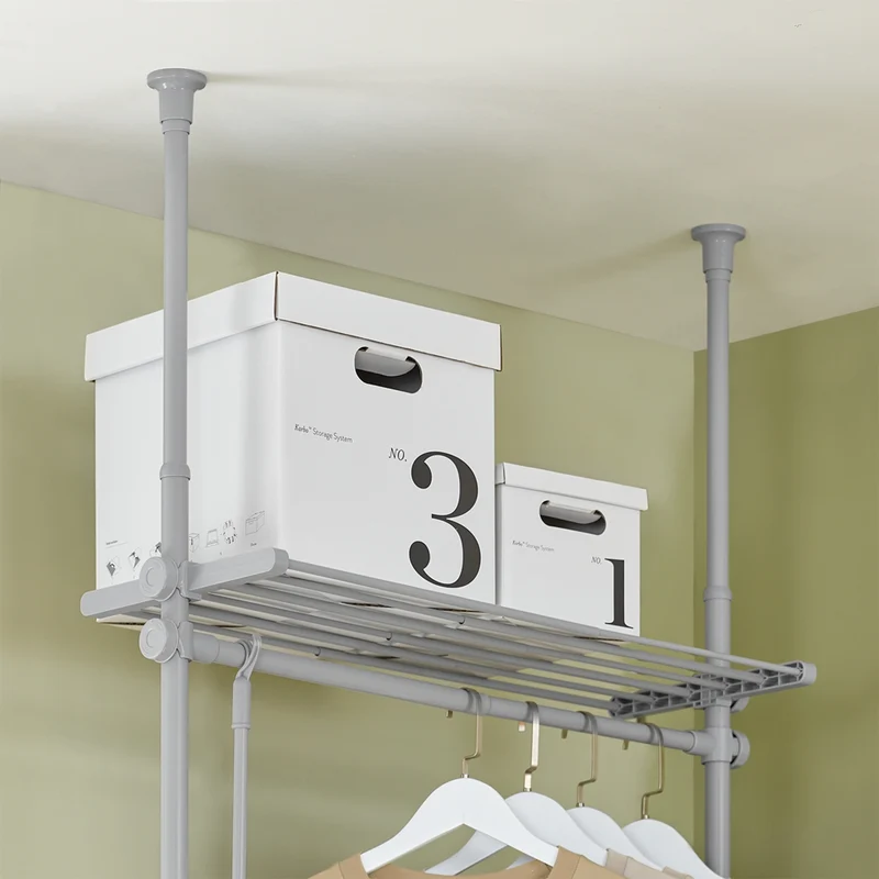 SoBuy KLS07-HG Télescopique Porte-vêtements Système de Penderie Blanc