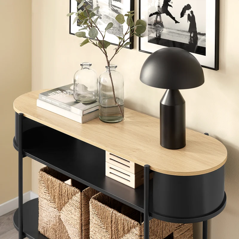 SoBuy FSB102-SCH Console d’Entrée Rangement Fonctionnel et Compact, Design Moderne, Usage Polyvalent, pour Salon et Chambre – L110×P39×H76 cm, Bois, Noir