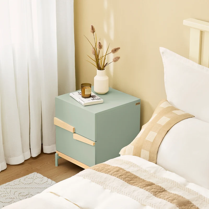 SoBuy FBT164-GR Table de Chevet avec 2 tiroirs Table d’appoint pour Chambre et Salon Vert 40x44x49cm