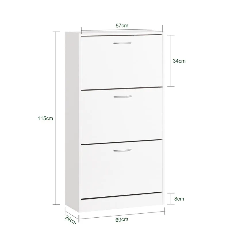 SoBuy FSR110-W Meuble d'Entrée avec 3 Abattants + Placard Rangement Chaussures - Meuble à Chaussures pour Couloir, Studio ou Appartement - Blanc 71x24x111cm