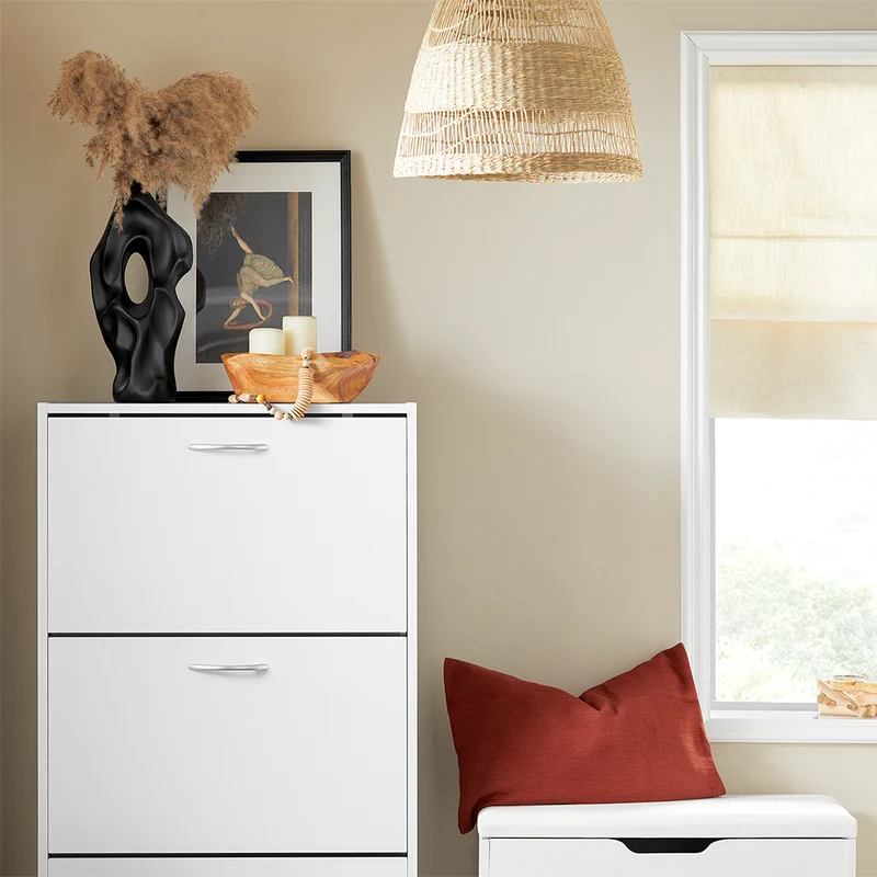 SoBuy FSR110-W Meuble d'Entrée avec 3 Abattants + Placard Rangement Chaussures - Meuble à Chaussures pour Couloir, Studio ou Appartement - Blanc 71x24x111cm
