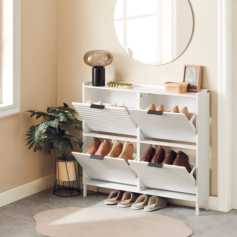SoBuy FSR197-W Meuble à Chaussures Gain de Place Ultra-Slim 19cm – Entrée Étroite – Blanc