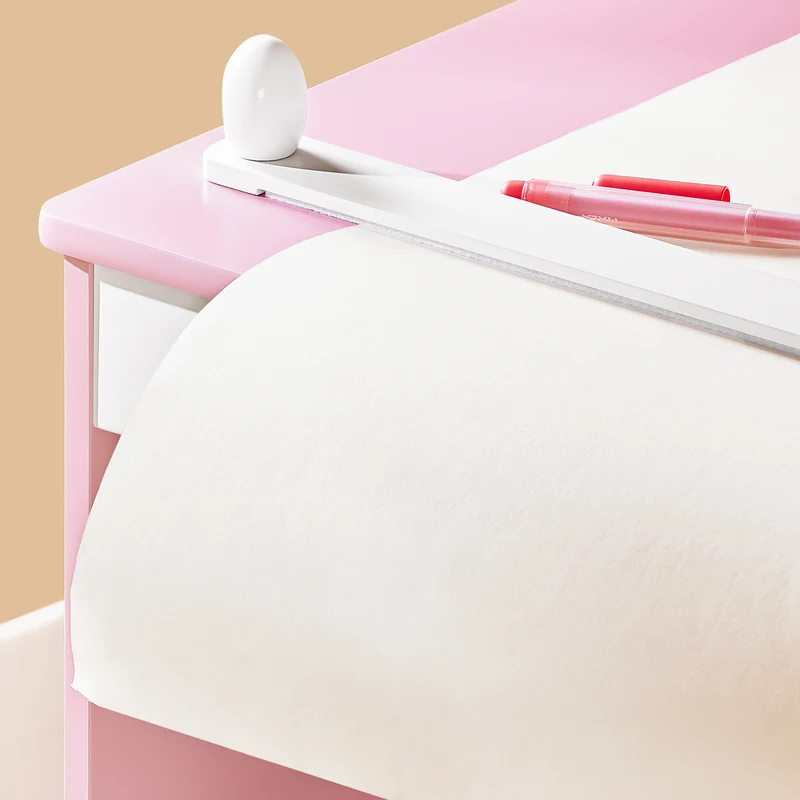 SoBuy KMB116-P Ensemble Table et Chaise pour Enfants Set de 2 Pièces avec Autocollants DIY Bureau pour Enfants avec 3 Porte-Crayons Rose et Blanc