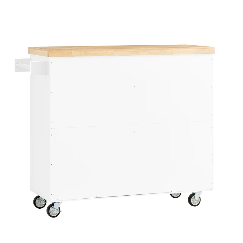SoBuy FKW114-WN Îlot Central de Cuisine Buffet avec Plateau en Bois d'Hévéa, Porte-Bouteilles à 2 Niveaux