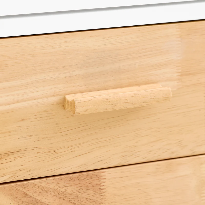 SoBuy FKW114-WN Îlot Central de Cuisine Buffet avec Plateau en Bois d'Hévéa, Porte-Bouteilles à 2 Niveaux
