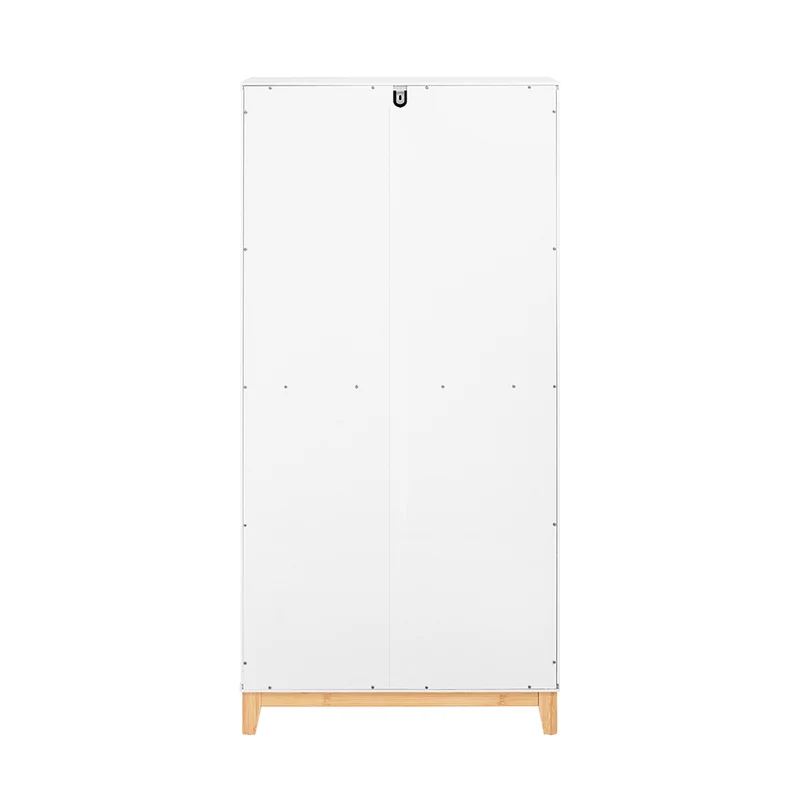 SoBuy FSR192-WN Armoire à Chaussures 3 Abattants, Rangement pour Entrée Couloir – 60x34x122 cm, Blanc et Naturel