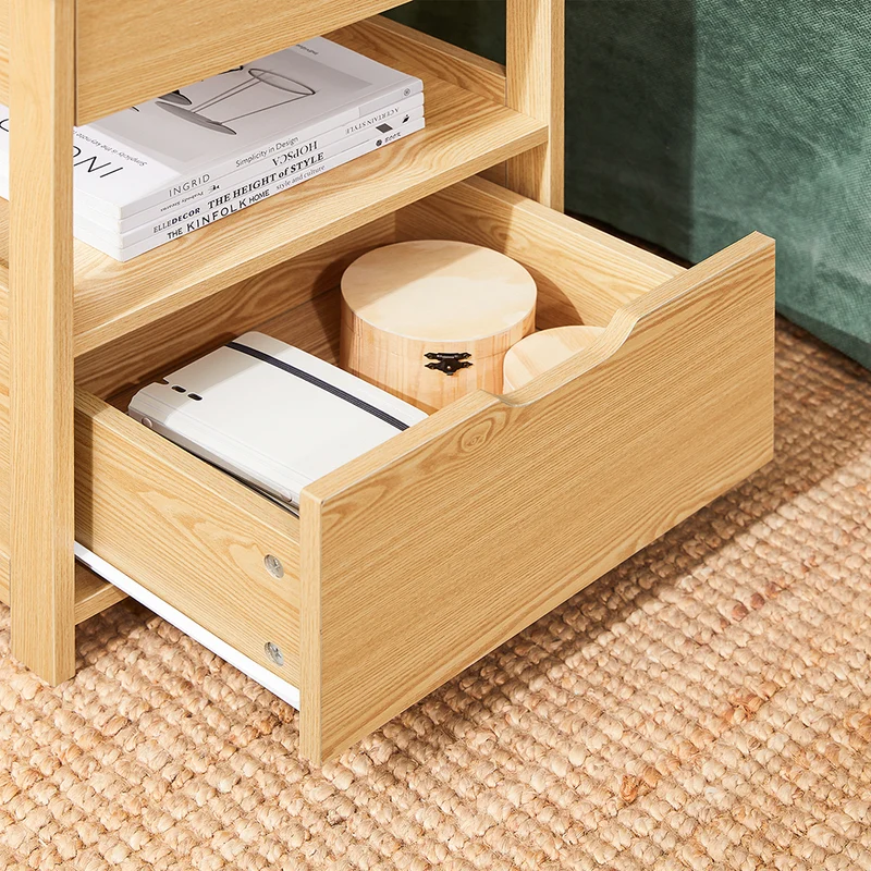 sobuyes.shopG258-N Table de Chevet Bout de Canapé avec 2 tiroirs et 1 étagère