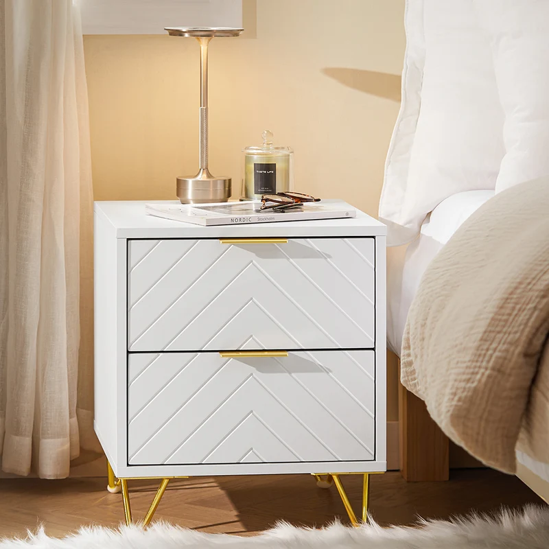 SoBuy FBT160-W Table de Chevet à 2 Tiroirs