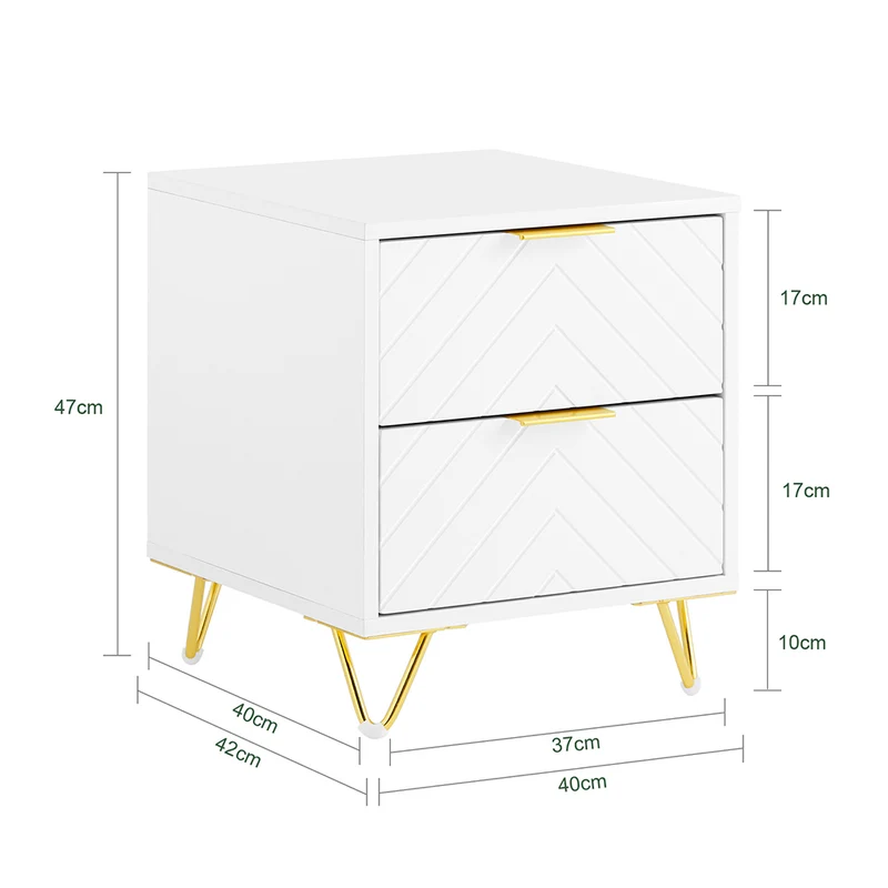 SoBuy FBT160-W Table de Chevet à 2 Tiroirs