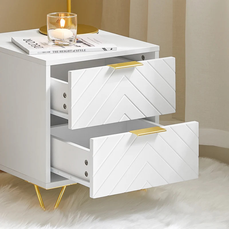 SoBuy FBT160-W Table de Chevet à 2 Tiroirs