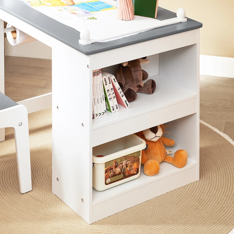 SoBuy KMB60-HG Ensemble Table et Chaise Enfant avec 1 porte-rouleau de papier, 1 sortie de papier, 1 locateur de papier et 3 emplacements pour stylos