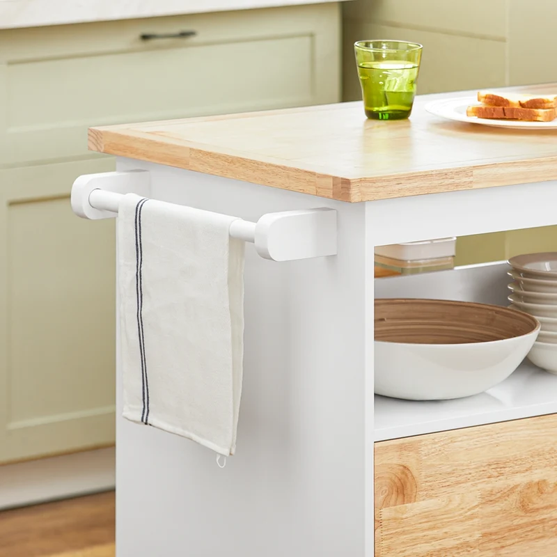 SoBuy FKW107-II-WN Desserte Roulante Chariot de Cuisine à roulettes Chariot de Service avec Etagère à Epices, 1 Porte et 2 tiroirs