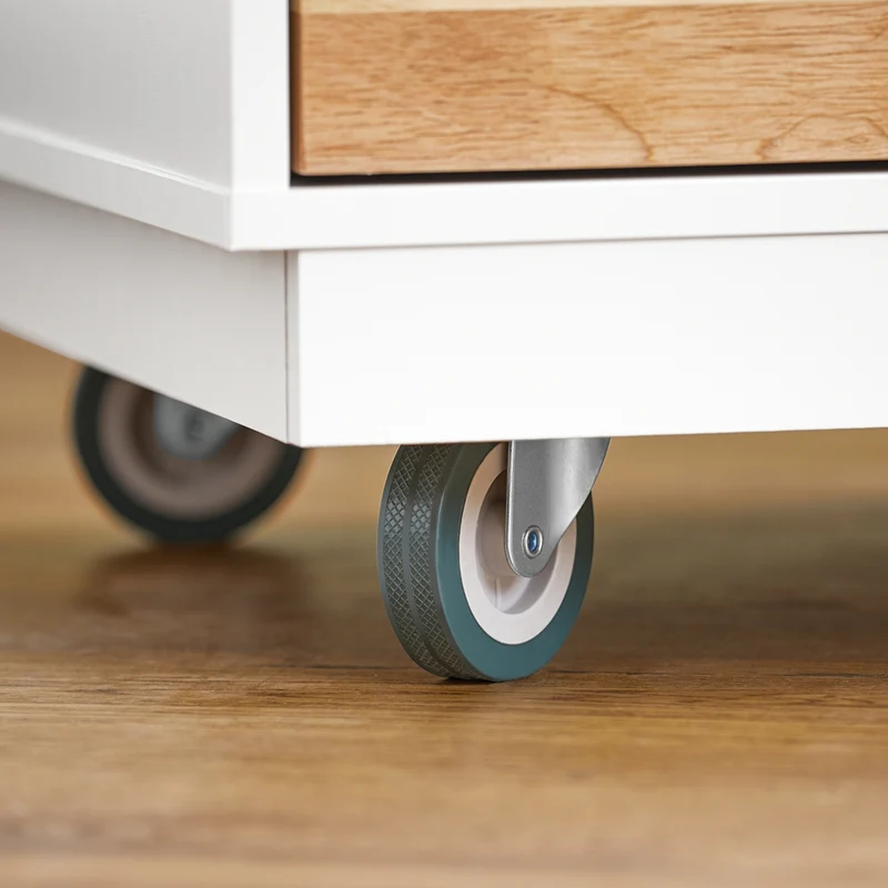 SoBuy FKW107-II-WN Desserte Roulante Chariot de Cuisine à roulettes Chariot de Service avec Etagère à Epices, 1 Porte et 2 tiroirs
