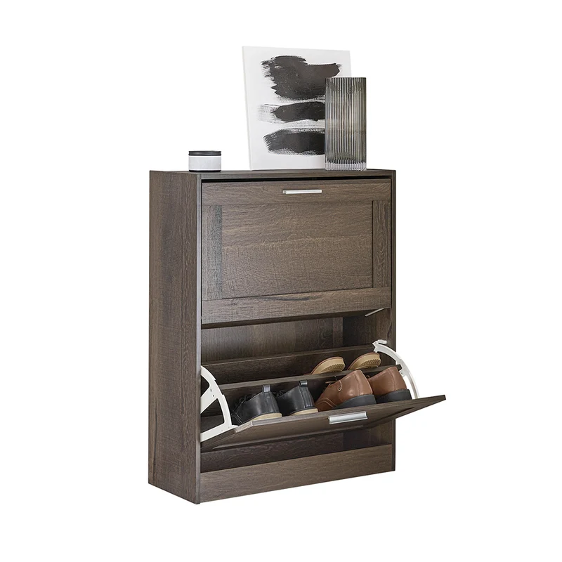 SoBuy FSR137-BR Meuble à Chaussures Armoire à Chaussures Commode à Chaussures avec 2 Abattants