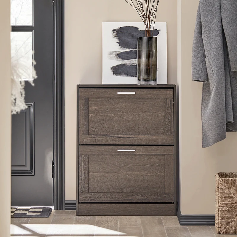 SoBuy FSR137-BR Meuble à Chaussures Armoire à Chaussures Commode à Chaussures avec 2 Abattants
