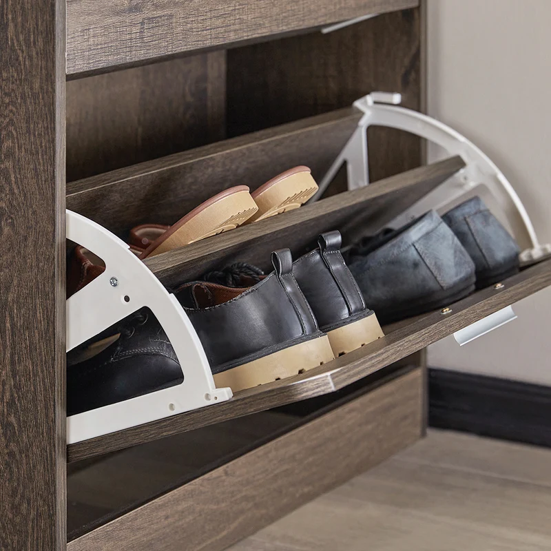 SoBuy FSR137-BR Meuble à Chaussures Armoire à Chaussures Commode à Chaussures avec 2 Abattants