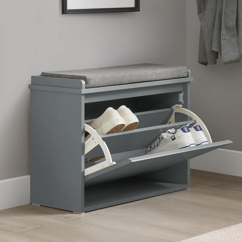 SoBuy FSR98-HG Banc à Chaussures Meuble à Chaussures avec Assise Coussin Rembourré et Abattant