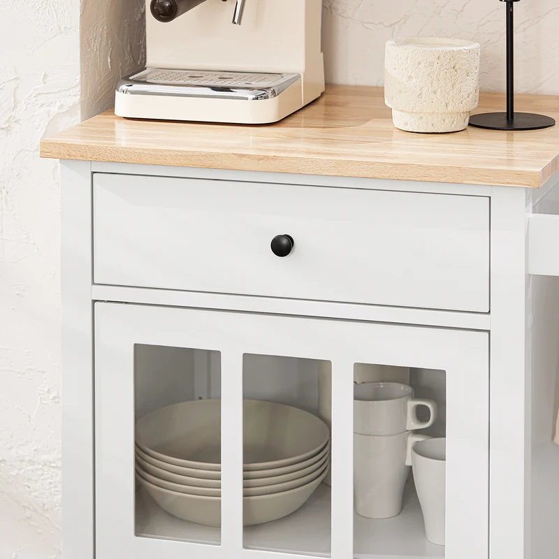 SoBuy FKW98-WN Chariot de Service Desserte de Cuisine à roulettes Meuble de Rangement pour Cuisine et Salon Blanc