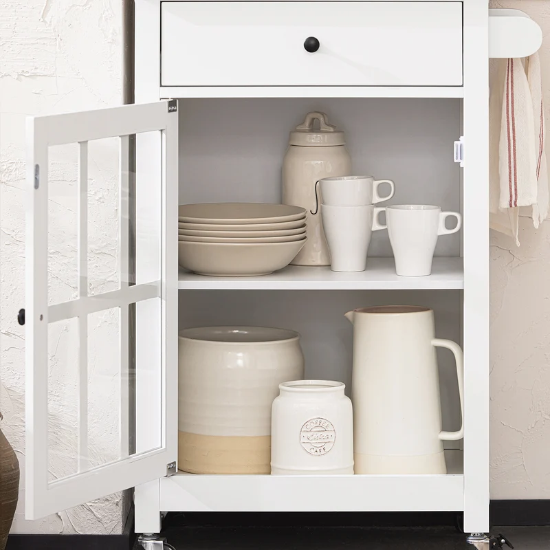 SoBuy FKW98-WN Chariot de Service Desserte de Cuisine à roulettes Meuble de Rangement pour Cuisine et Salon Blanc
