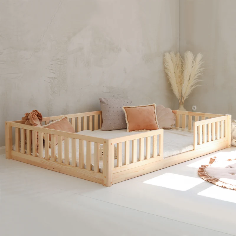 Lit 140x190 barrières et sommier inclus pieds 1 cm Agnès Bois