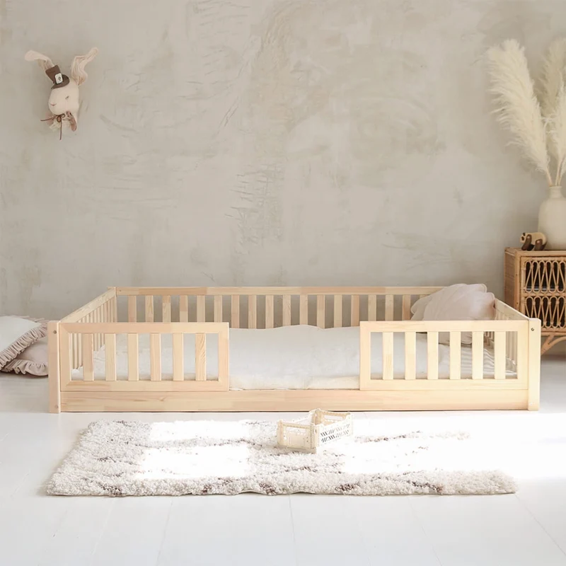 Lit 140x190 barrières et sommier inclus pieds 1 cm Agnès Bois