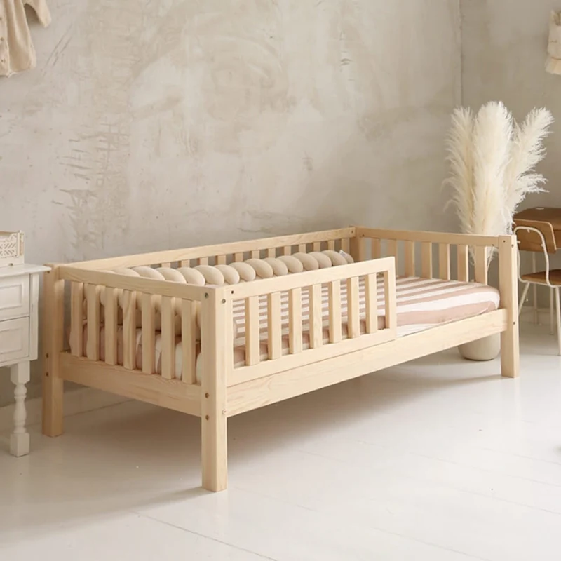 Lit 90x190 barrière et sommier inclus pieds 19 cm Agnès Bois
